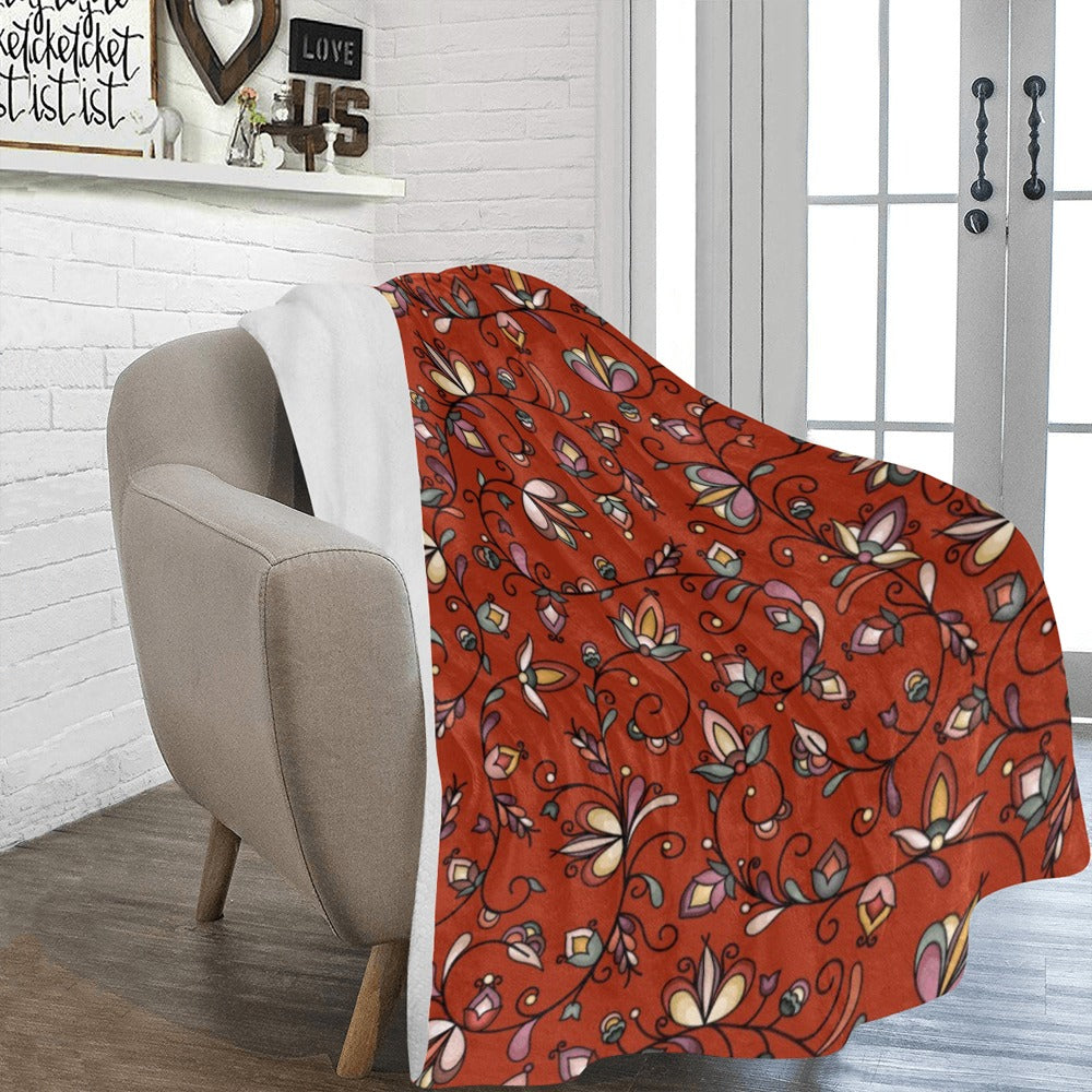 Burnt Sky Petals Red X-Large Micro Fleece Blanket