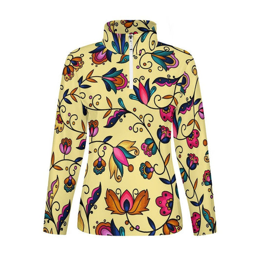 Copper Prairie Petals Yellow Long Sleeve Yoga Shirt