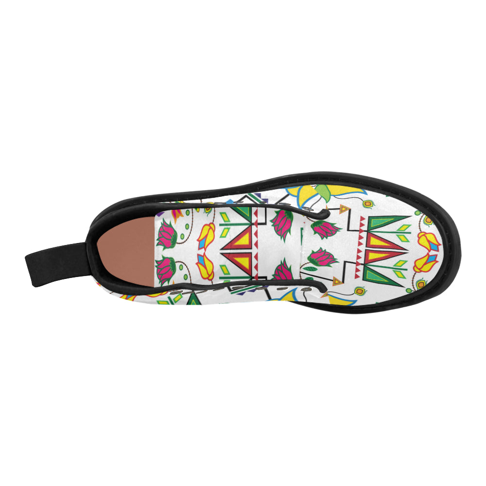 Geometric Floral Summer-White Boots