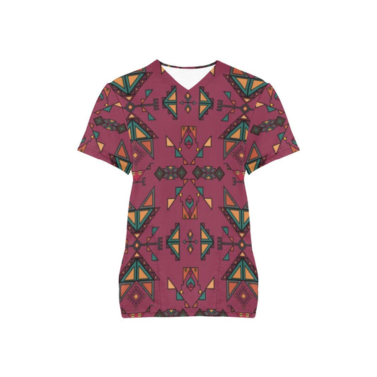 Arrow dawn Maroon Scrub Top
