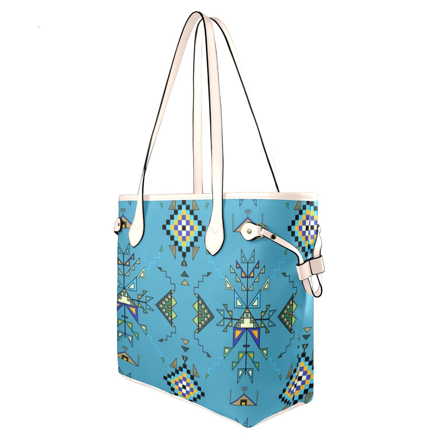 Bear Shield Blue Clover Canvas Tote Bag