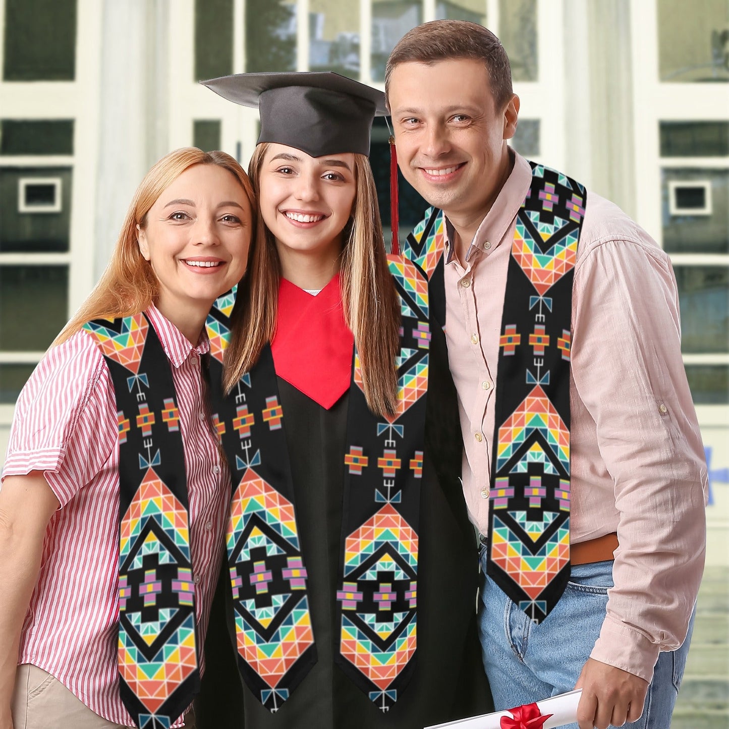 Travois Tipi Black Graduation Stole