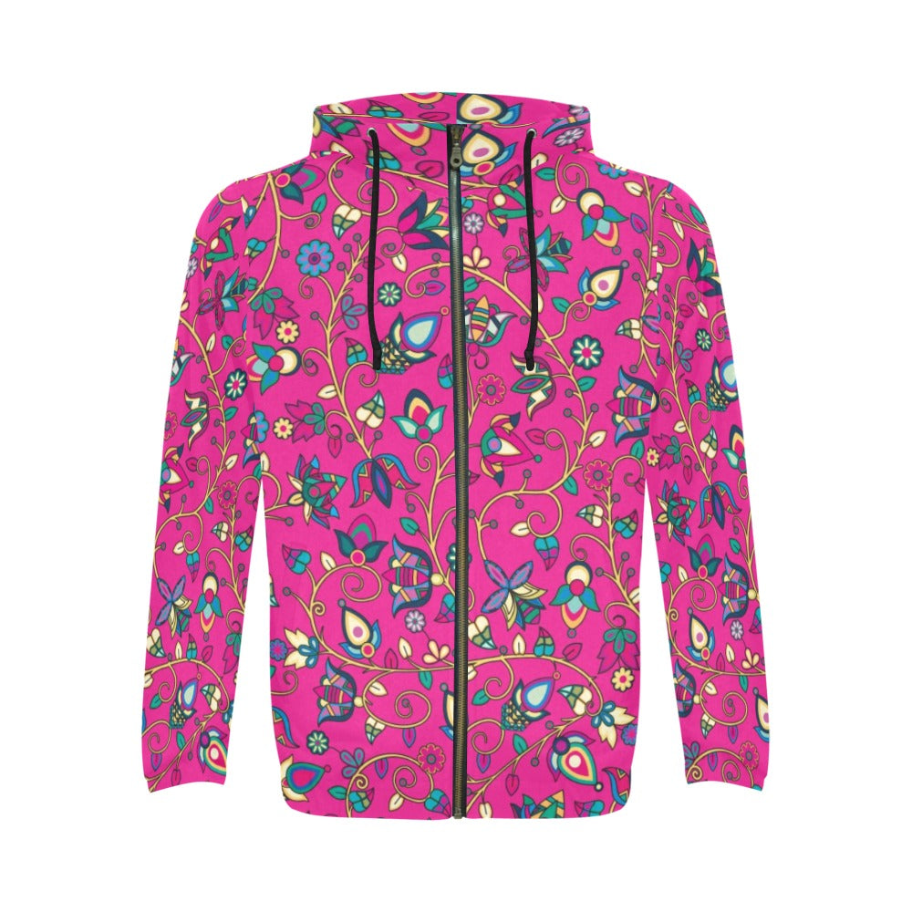 Thorny Path Pink Men's Zipper Hoodie