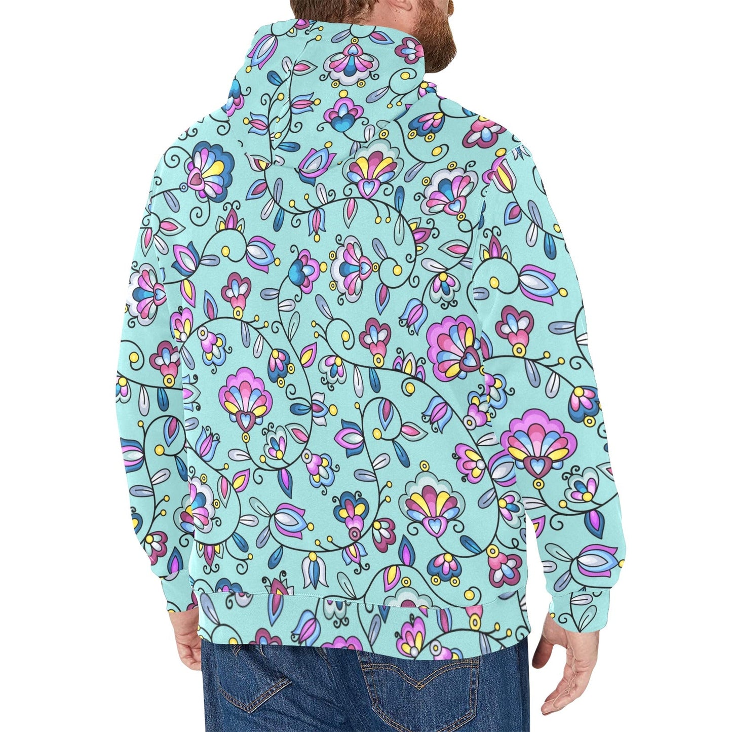 Autumn Bundle Blessing Turquoise Men's Long Sleeve Fleece Hoodie