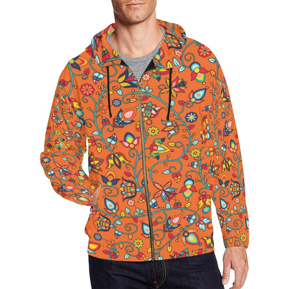 Thorny Path Orange Men's Zipper Hoodie