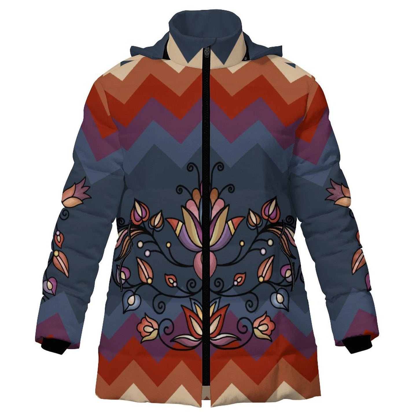 Ember Blossom Women's Hooded Puffer Coat