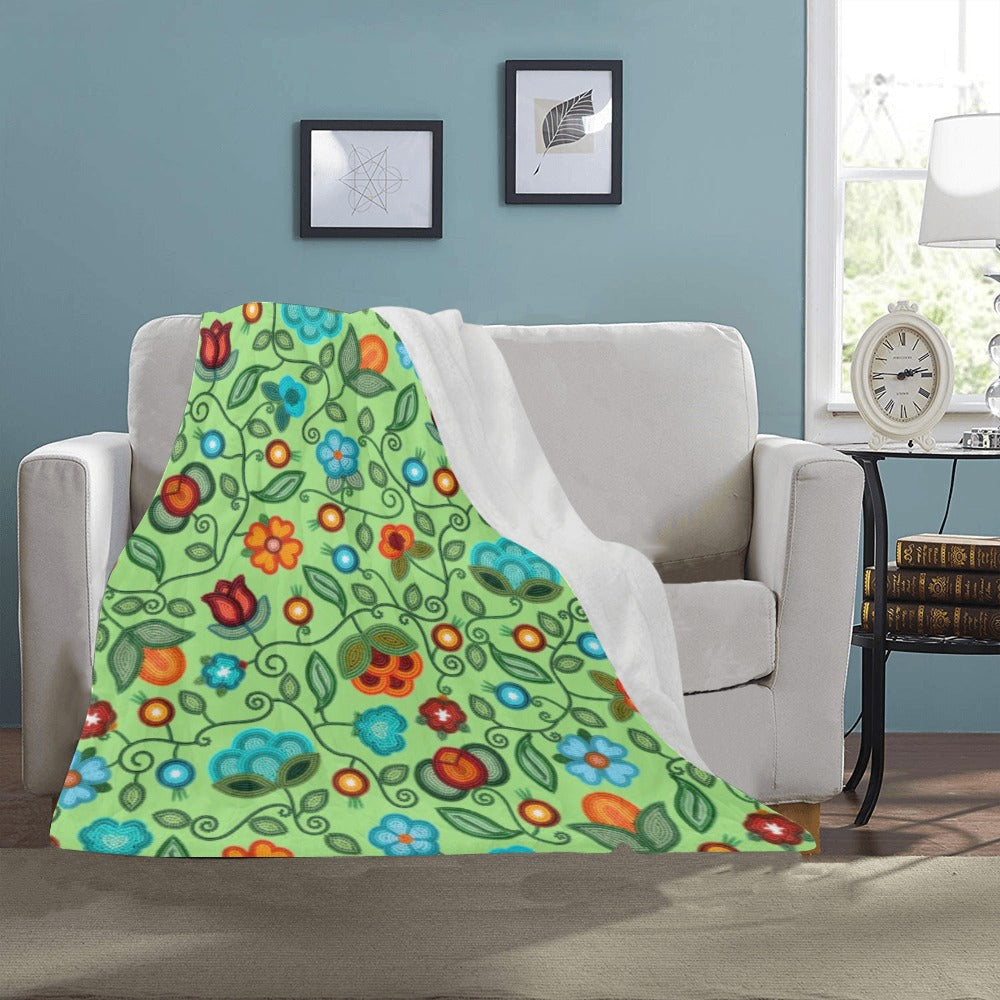 Prairie Fire Petals Sage Small Micro Fleece Blanket