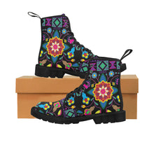 Load image into Gallery viewer, Geometric Floral Winter-Black Boots
