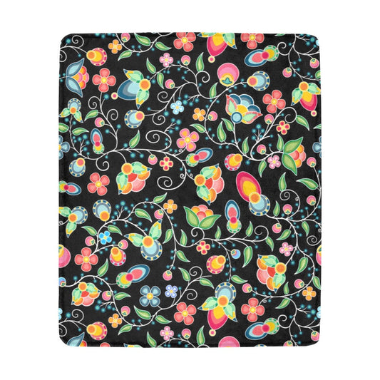 Floral Bounty Black Ultra-Soft Micro Fleece Blanket 50"x60"