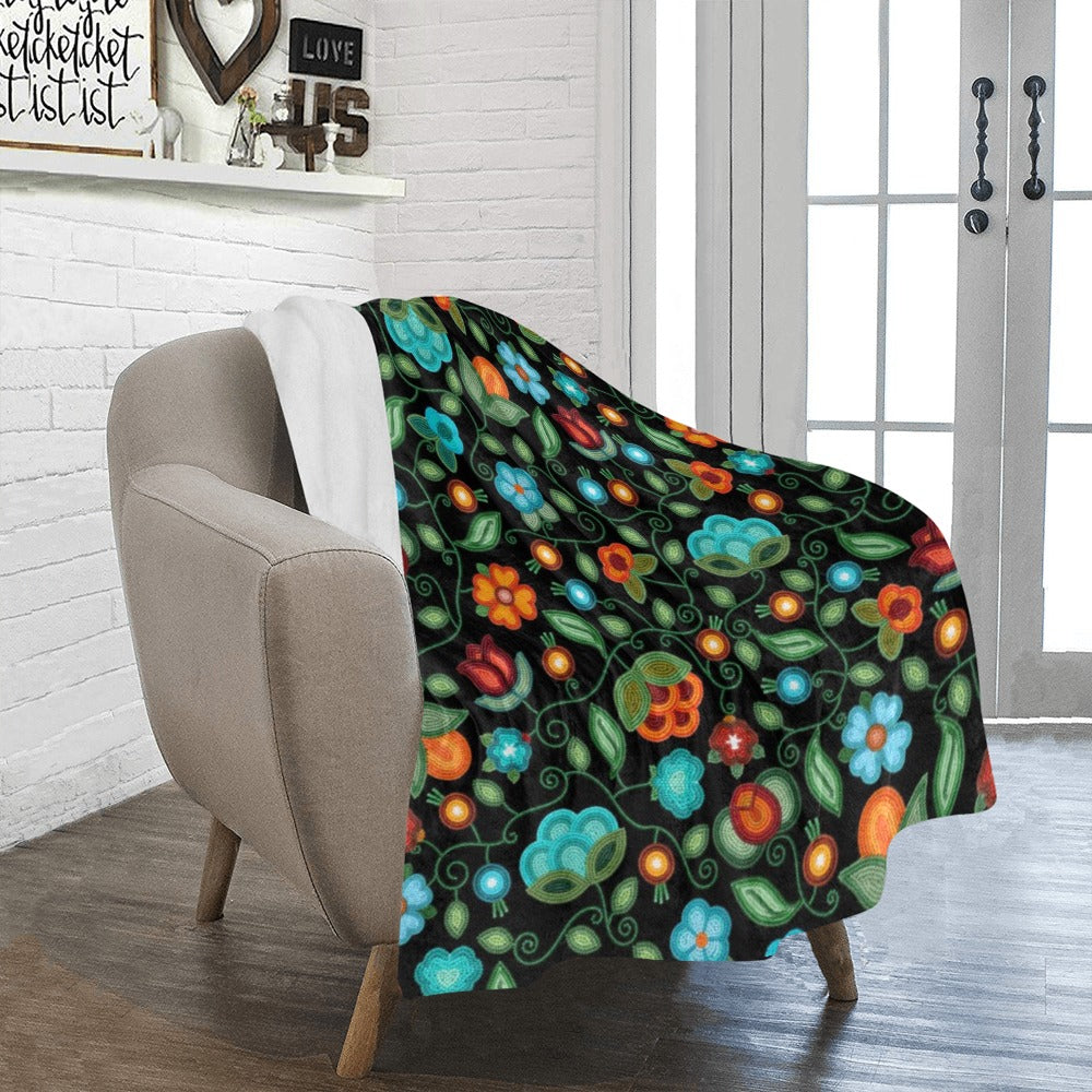Prairie Fire Petals Black Small Micro Fleece Blanket