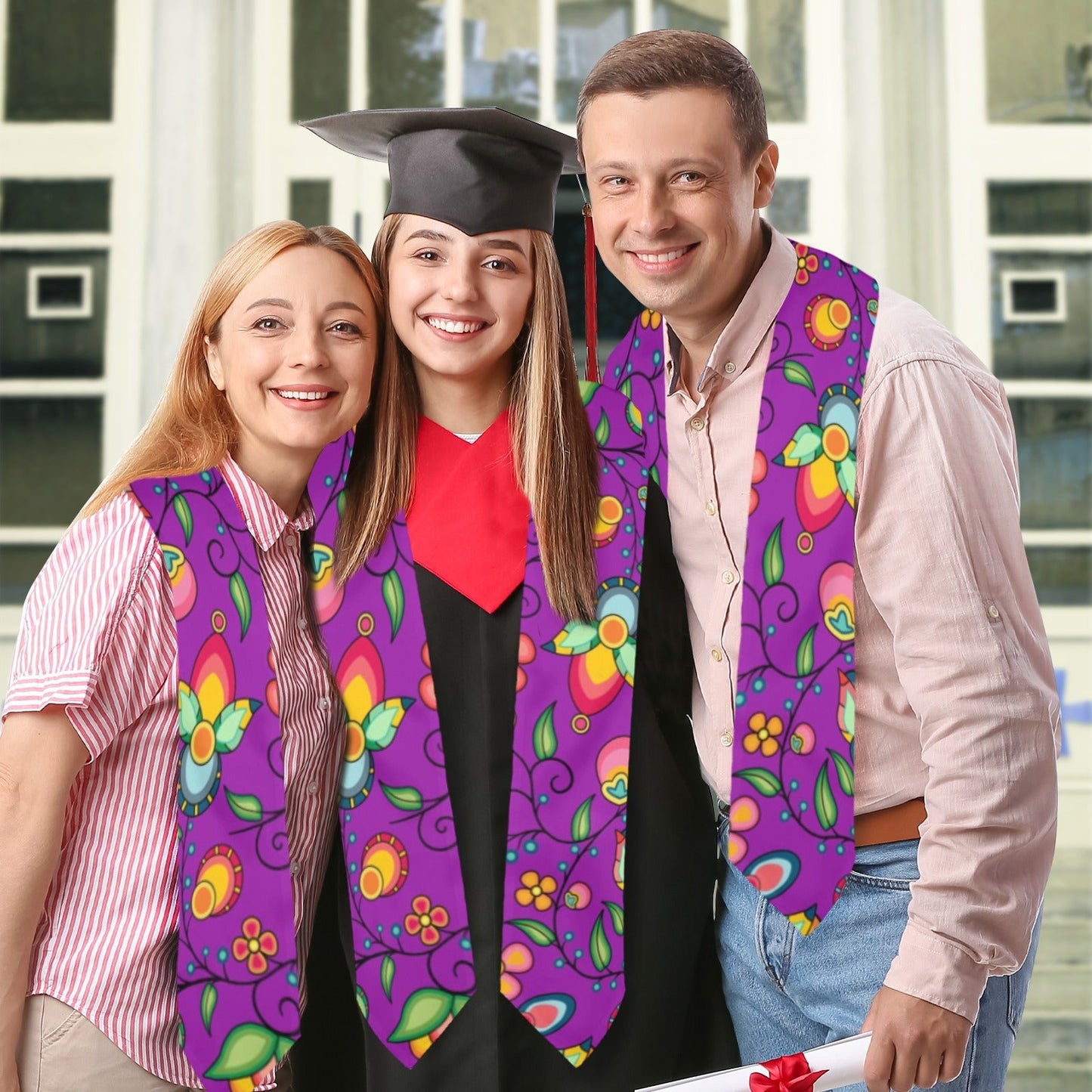 Floral Bounty Purple Graduation Stole