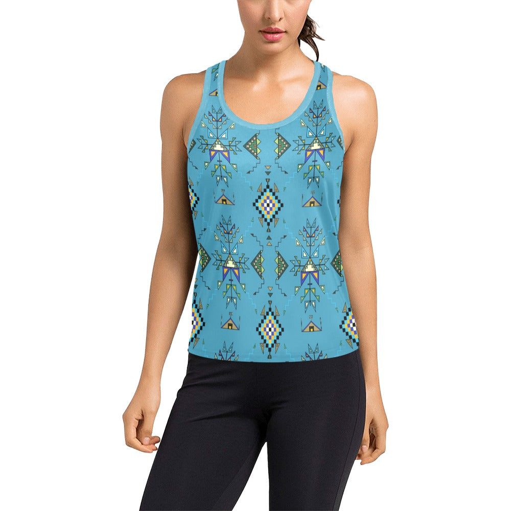 Bear Shield Blue Women's Racerback Tank Top