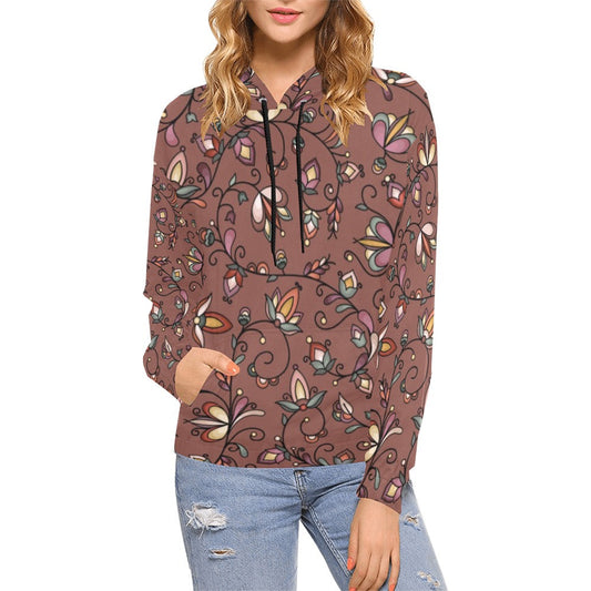 Burnt Sky Petals Brown Hoodie for Women