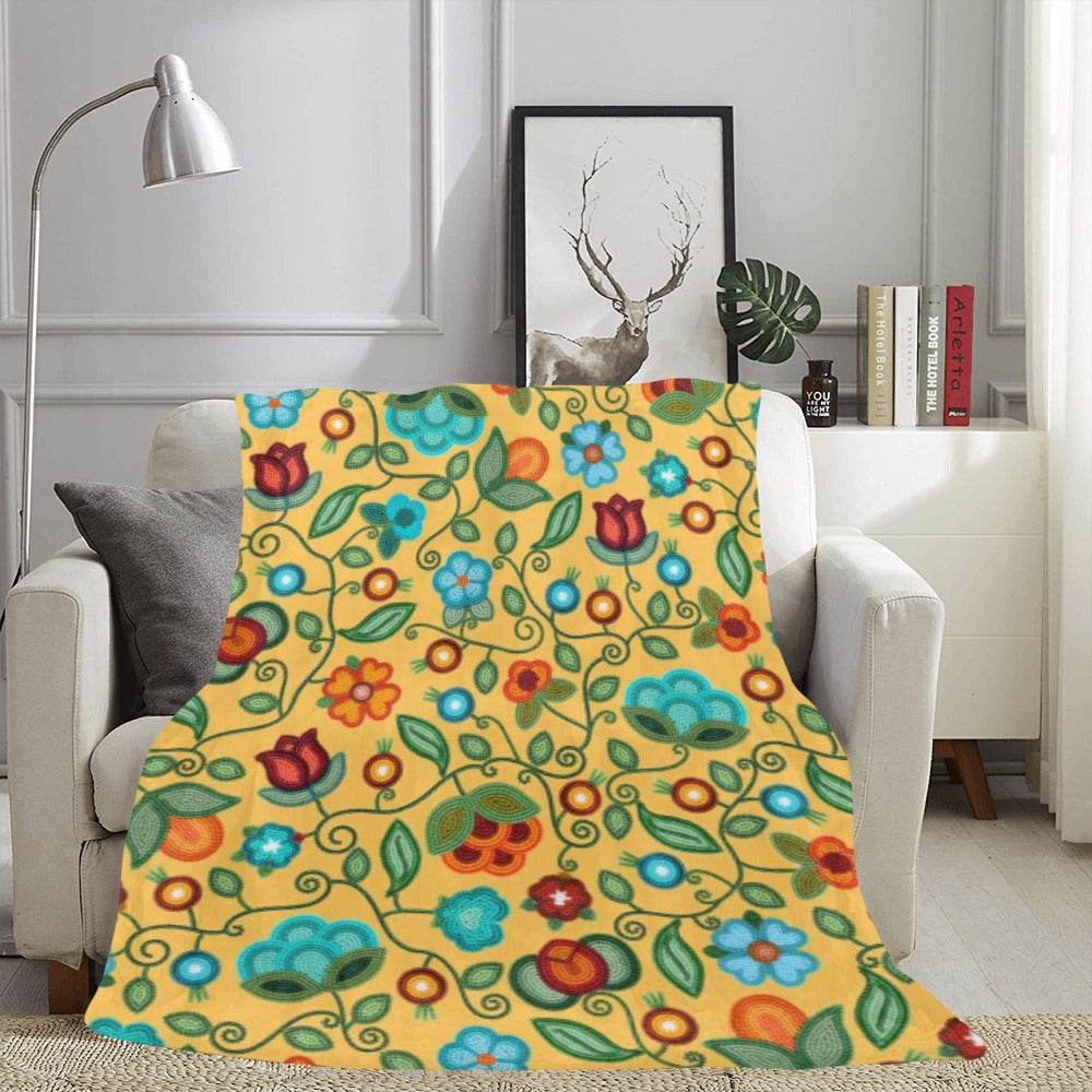 Prairie Fire Petals Honey X-Large Micro Fleece Blanket