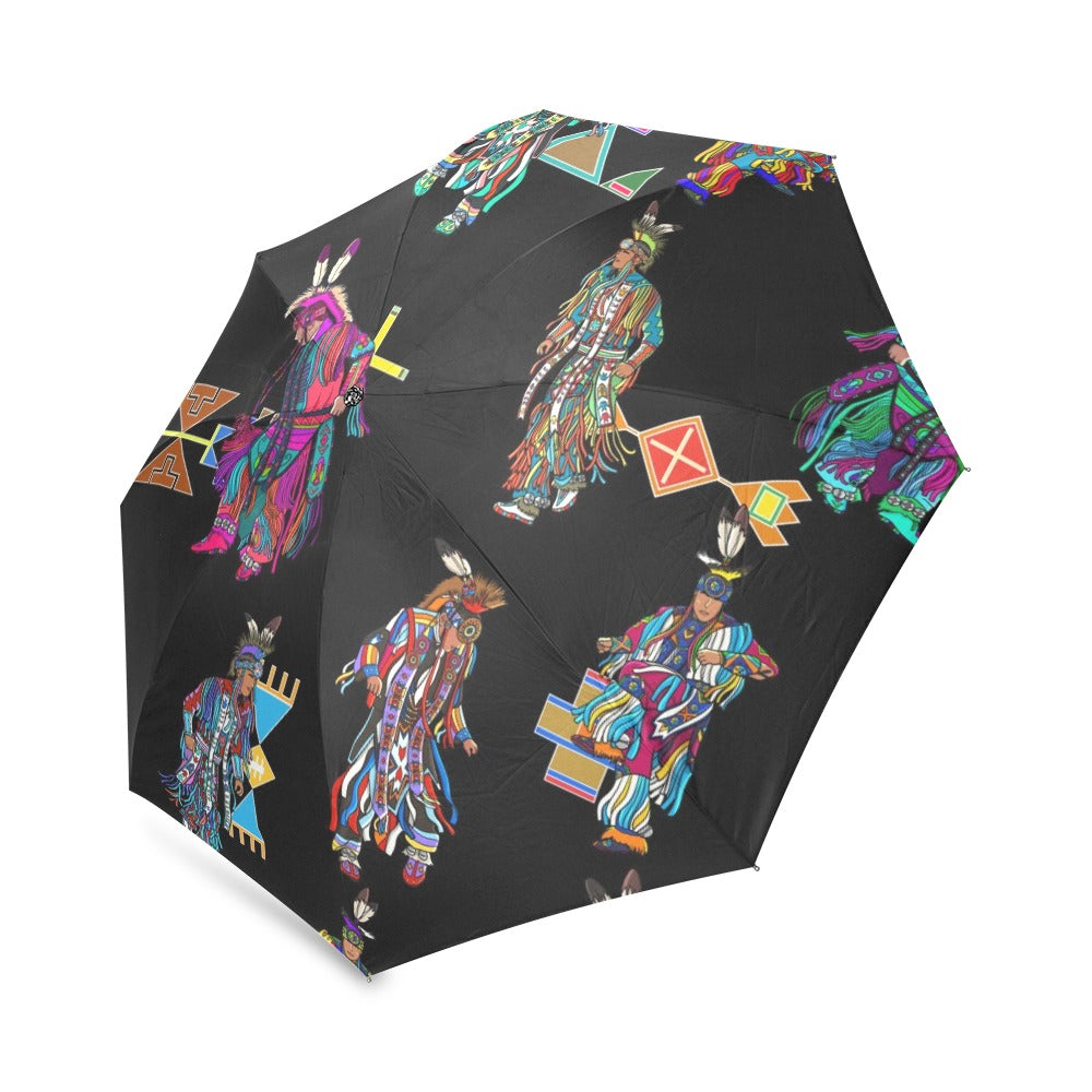 Men's Grass Dancers Black Foldable Umbrella