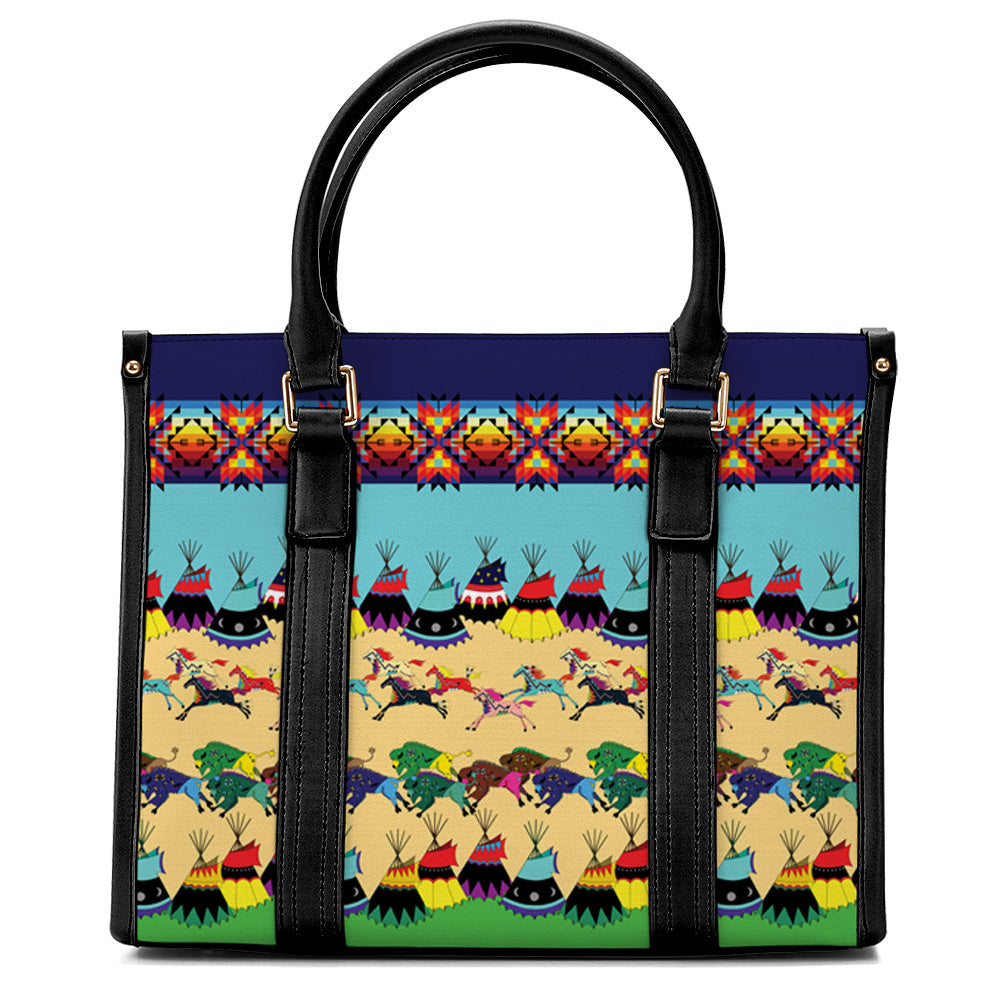Horses and Buffalo Ledger Convertible Handbag