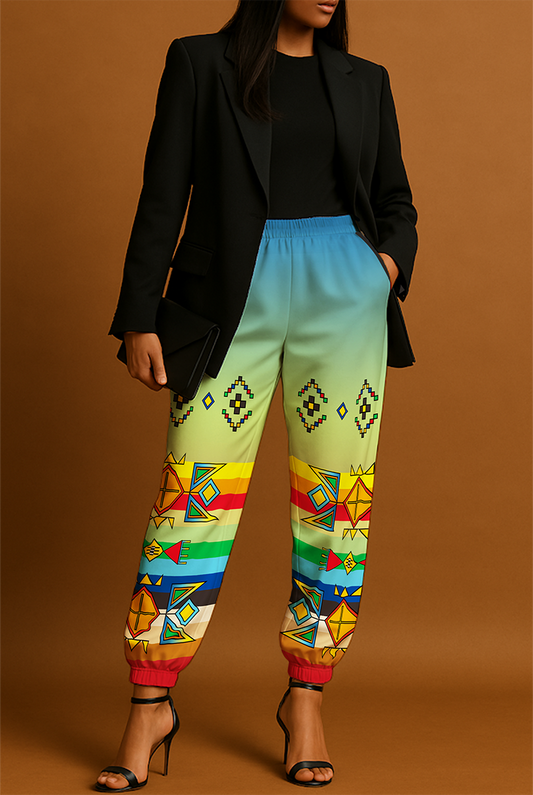 Beaded Starburst Geometric Ribbon Jogger