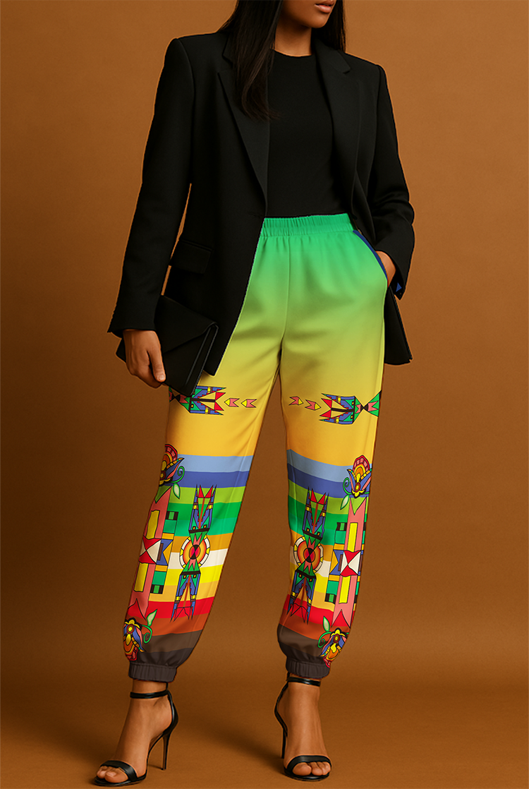 Spirit Blossom Harmony Geometric Ribbon Jogger