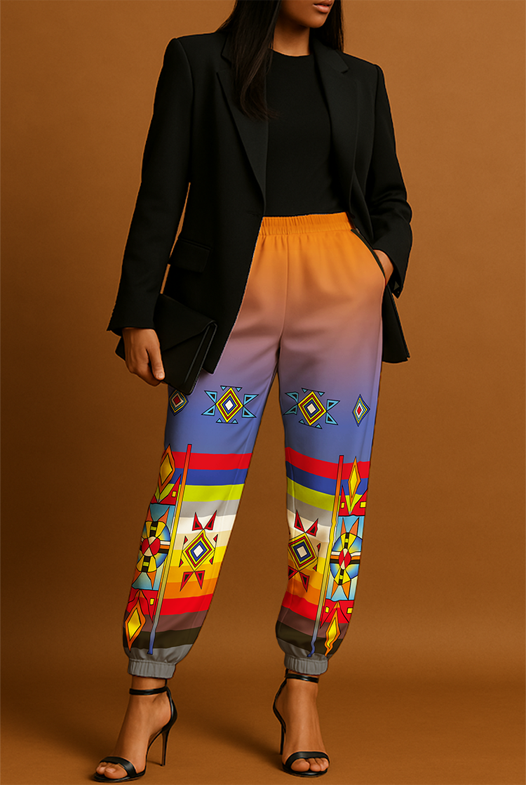 Sunset Pathways Geometric Ribbon Jogger