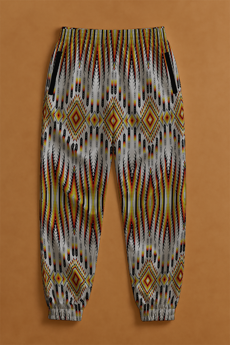 Fire Feather White Jogger