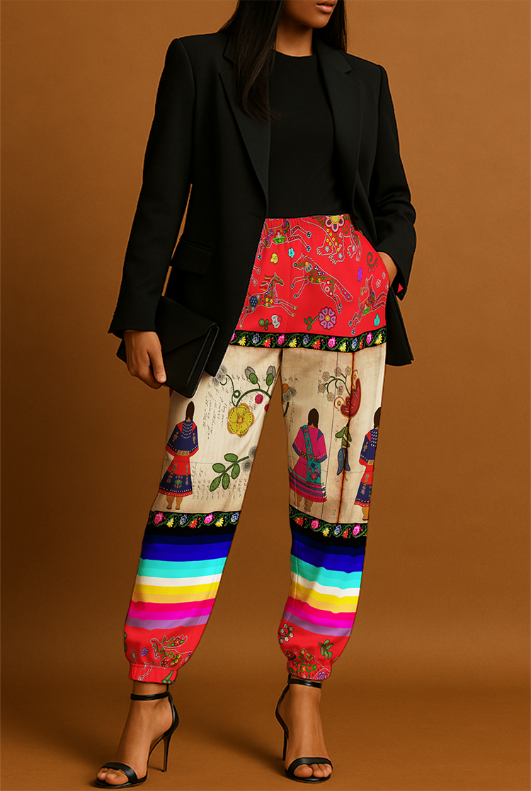 Floral Ledger Sisters Red Jogger