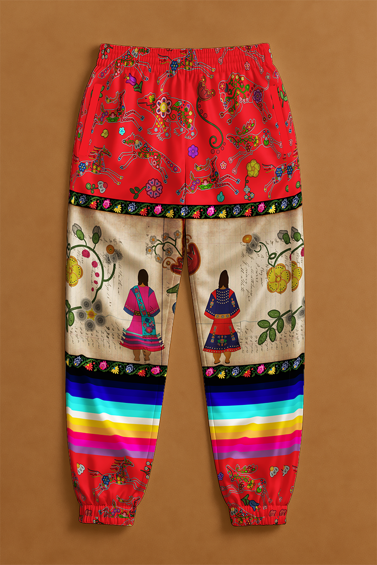 Floral Ledger Sisters Red Jogger