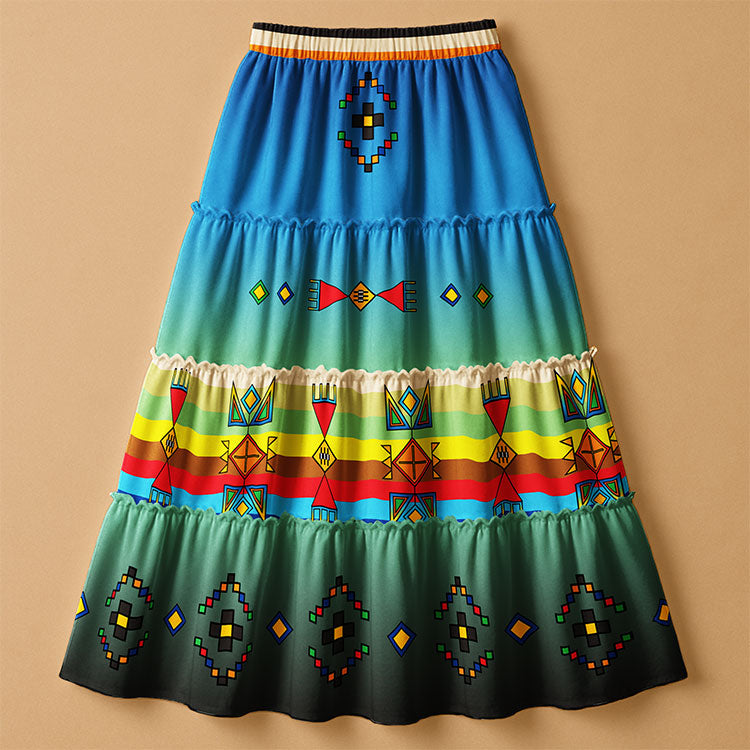 Beaded Starburst Geometric Three Tier Skirt