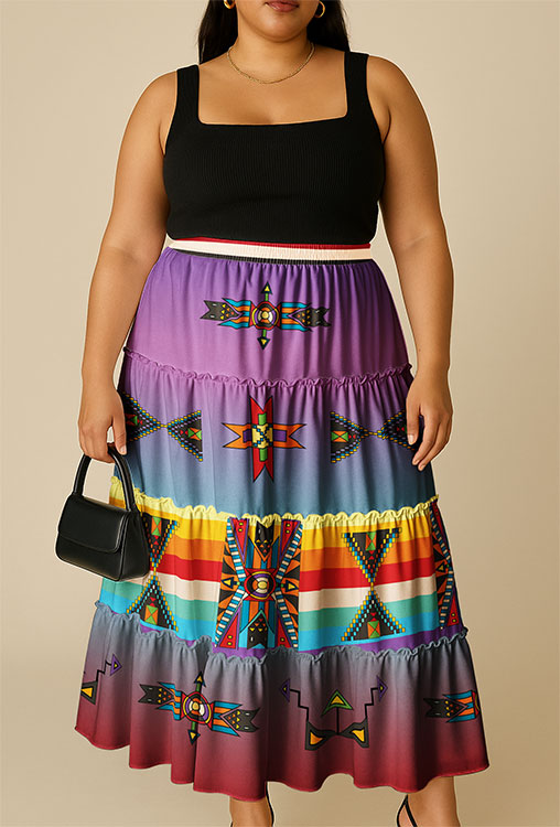 Blooming Spirit Geometric Three Tier Skirt