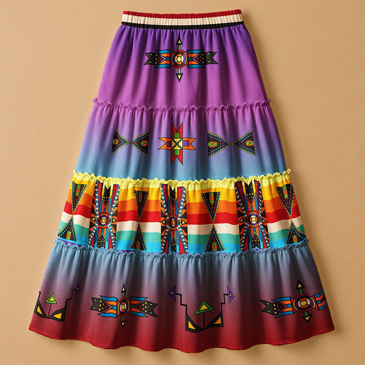Blooming Spirit Geometric Three Tier Skirt