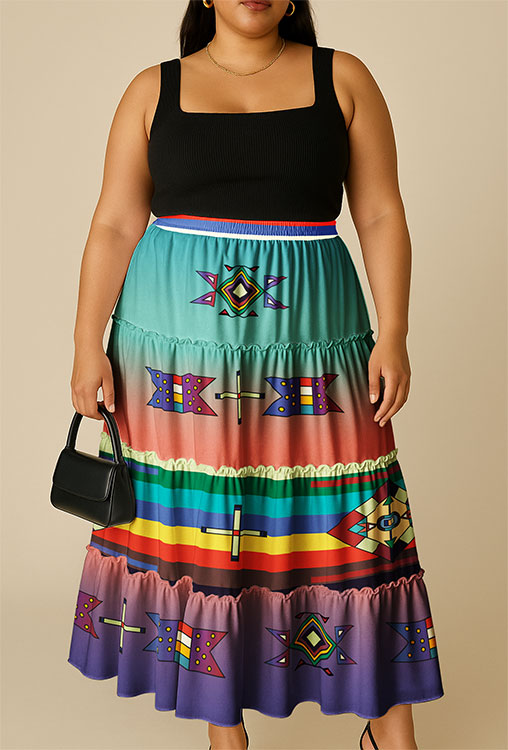 Flames of Heritage Geometric Three Tier Skirt