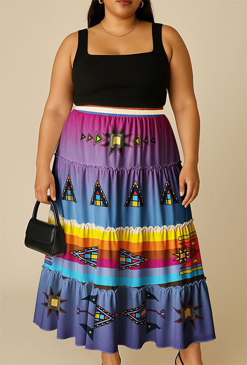 Morning Star Geometric Three Tier Skirt