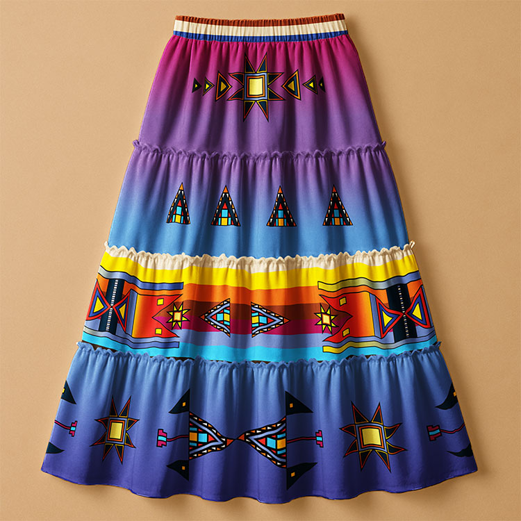 Morning Star Geometric Three Tier Skirt