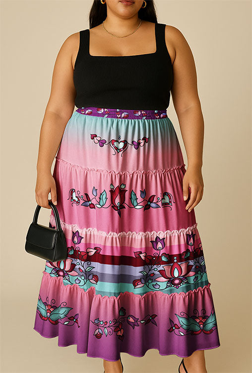 Snowlit Petal Dreams Three Tier Skirt