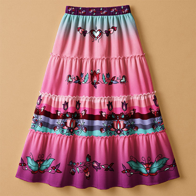 Snowlit Petal Dreams Three Tier Skirt