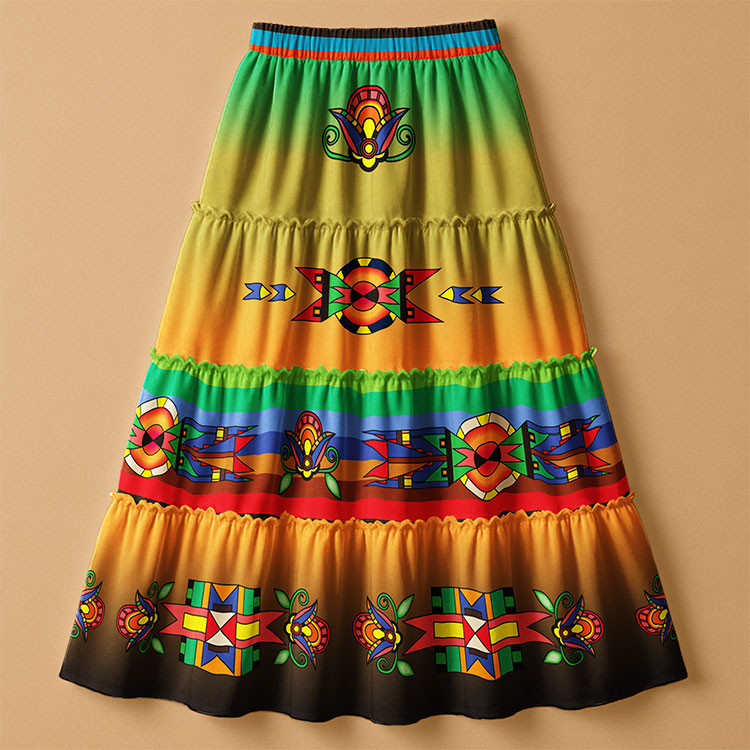 Spirit Blossom Harmony Geometric Three Tier Skirt