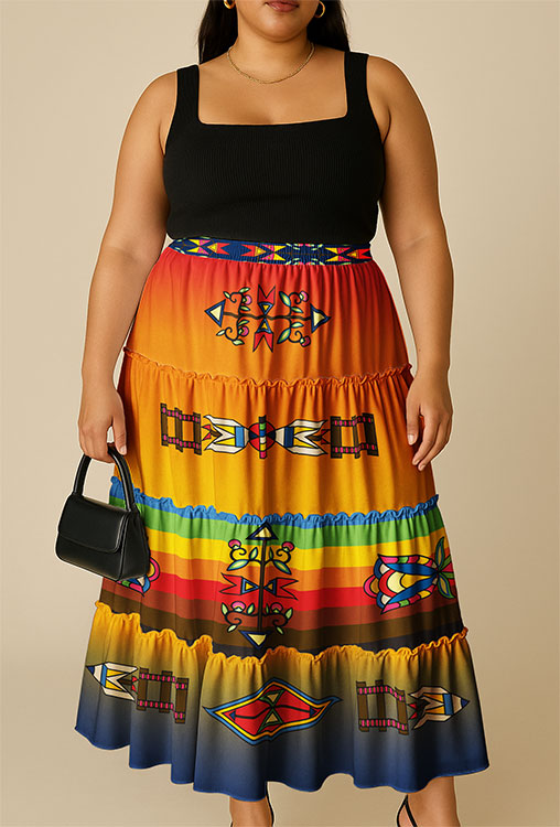 Spirit Journey Geometric Three Tier Skirt