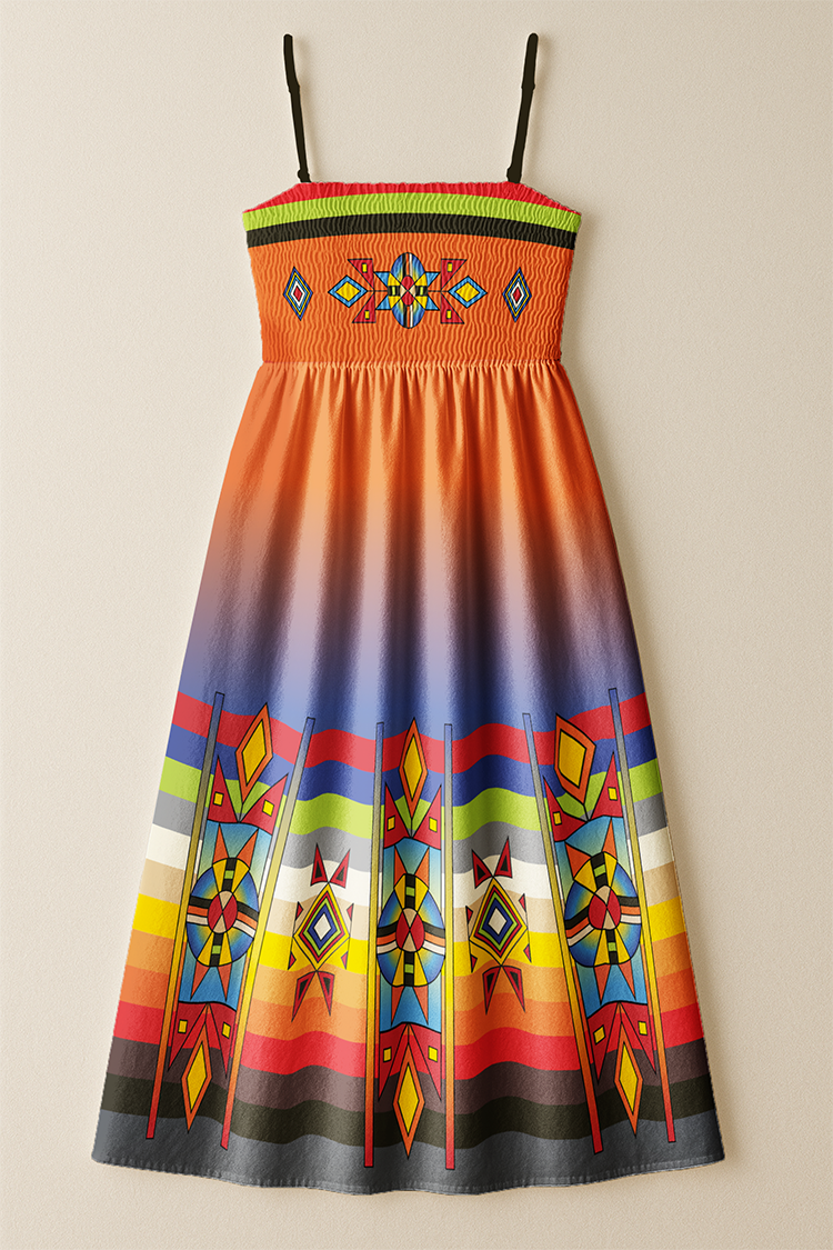 Sunset Pathways Geometric Smock Top Dress