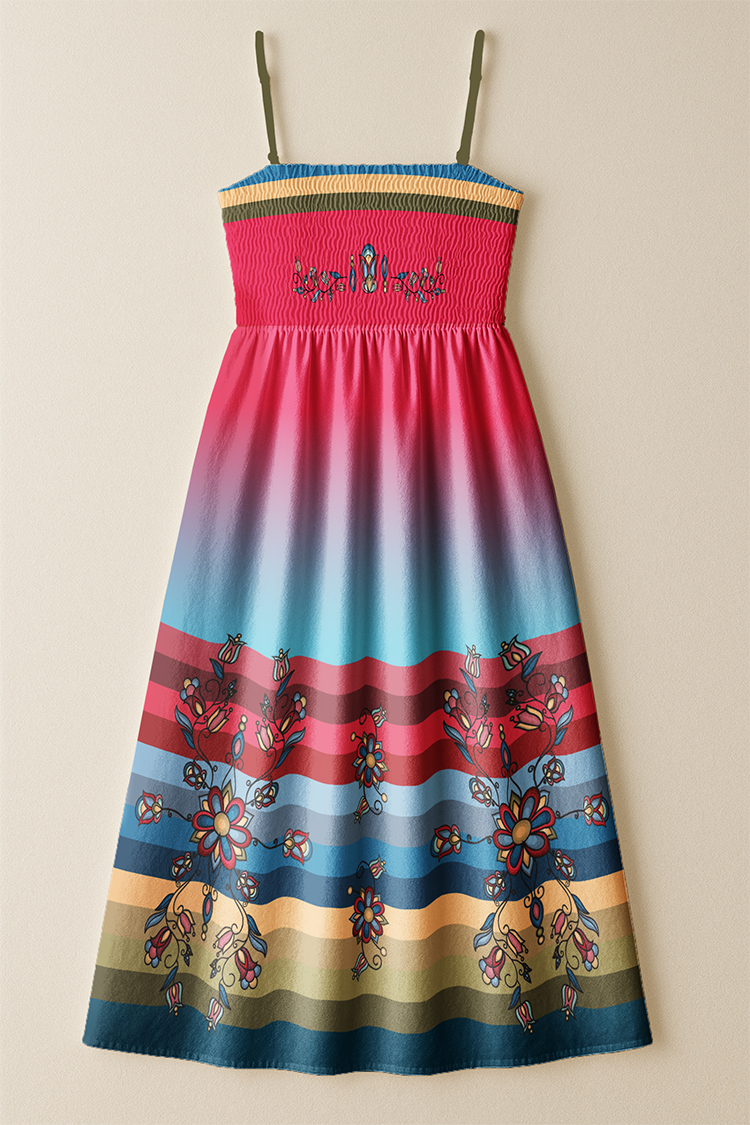 Frozen Petal Cascade Smock Top Dress