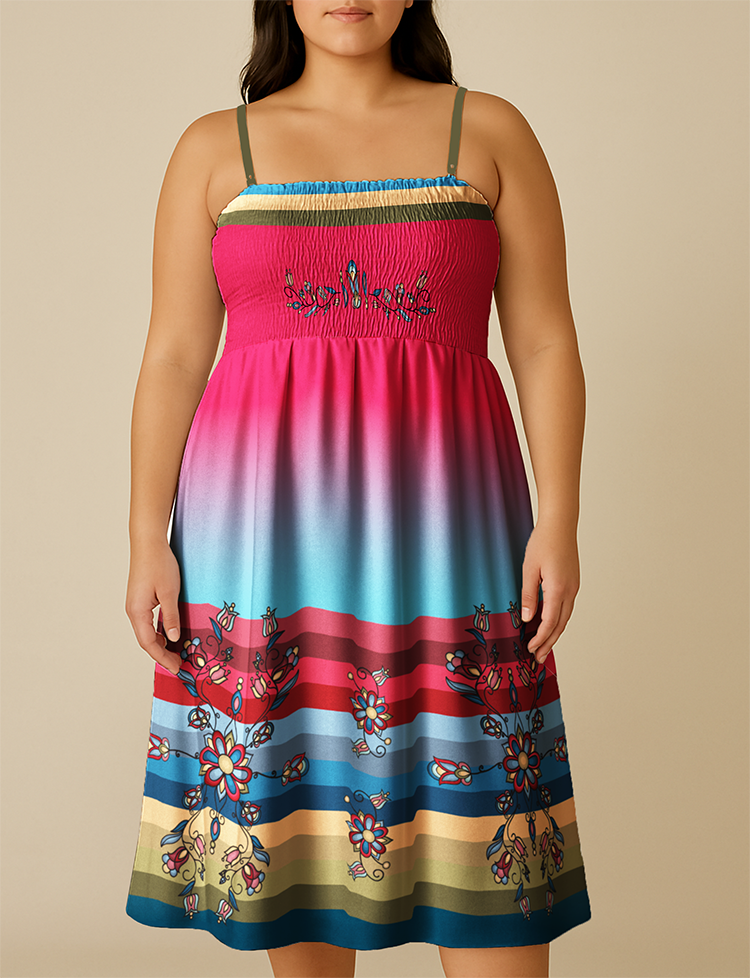 Frozen Petal Cascade Smock Top Dress