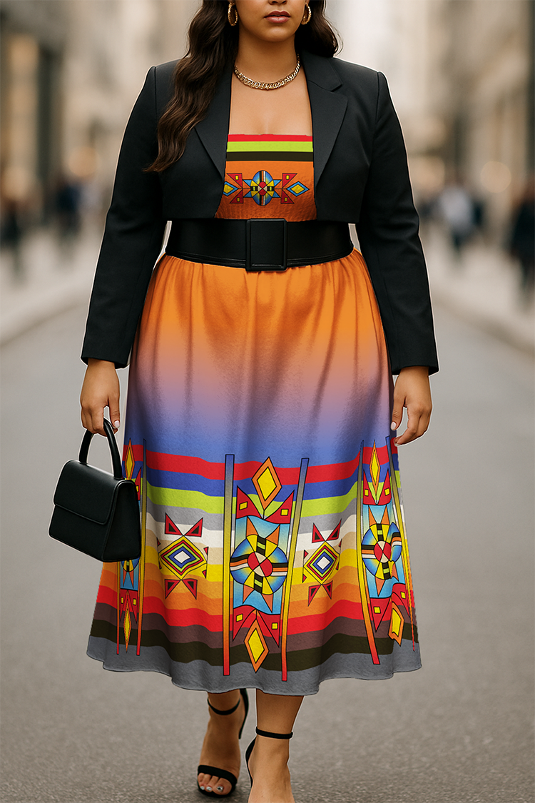 Sunset Pathways Geometric Smock Top Dress