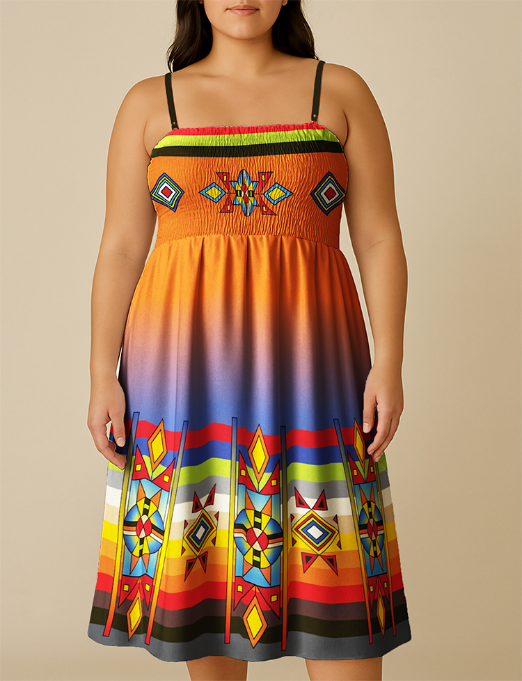 Sunset Pathways Geometric Smock Top Dress