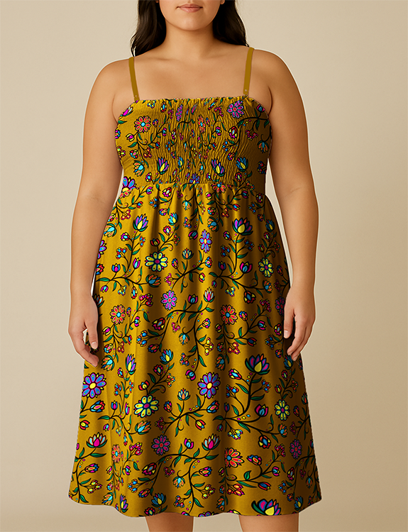 Cosmic Whisper Dried Sweetgrass Smock Top Dress