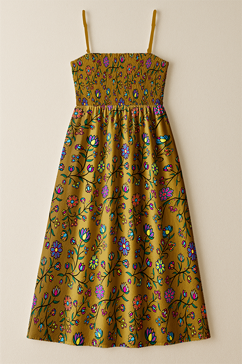 Cosmic Whisper Dried Sweetgrass Smock Top Dress