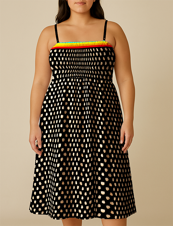 Elk Teeth on Black Smock Top Dress