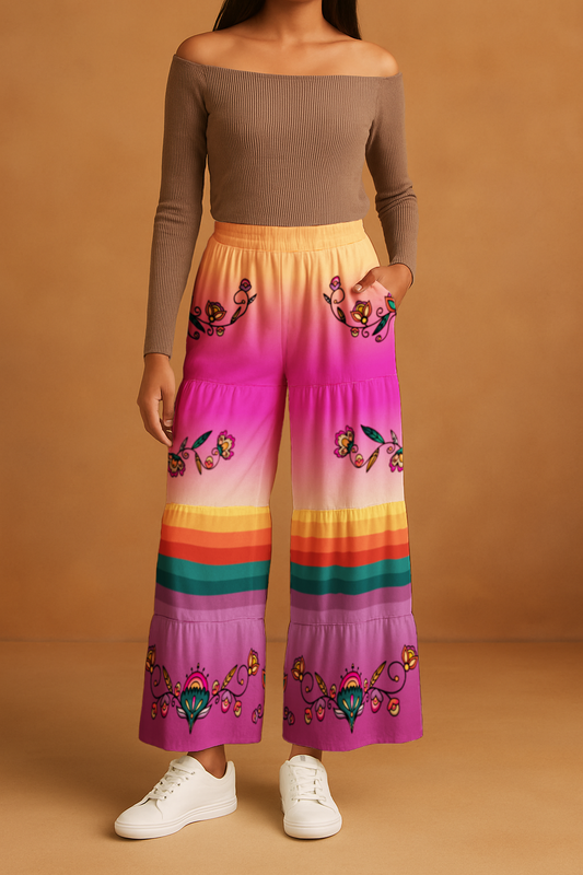 Maple Shine Ribbon Rose Three Tier Pants