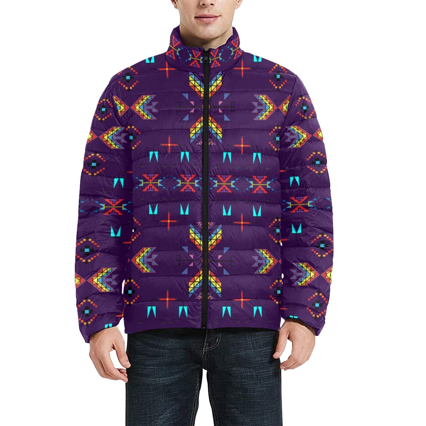 Rainy Chief Rainbow Dark Purple Men's Padded Jacket