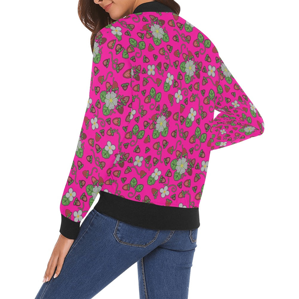 Strawberry Dreams Blush Bomber Jacket for Women