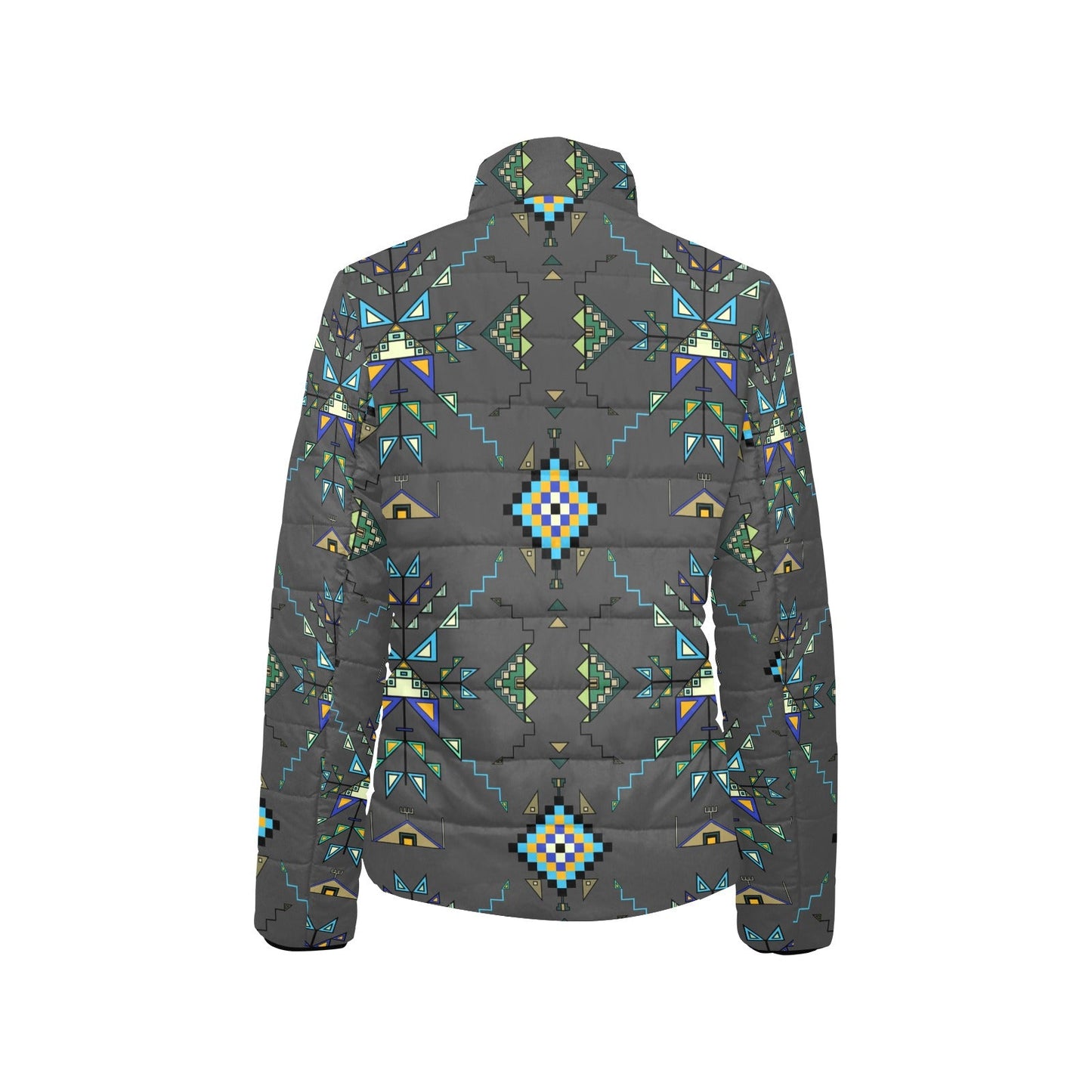 Bear Shield Dark Gray Women's Stand Collar Padded Jacket