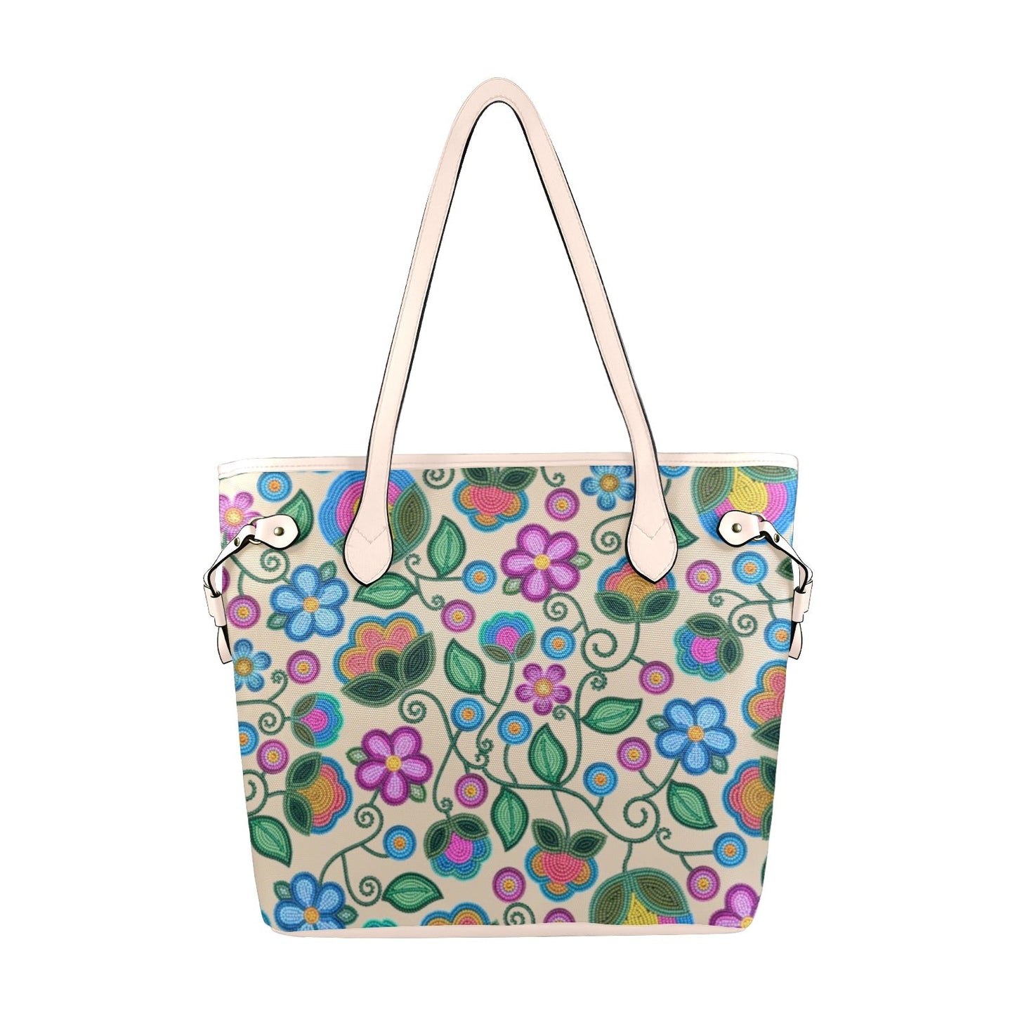 Turquoise Sunbeam Cream Clover Canvas Tote