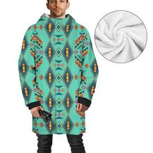 Load image into Gallery viewer, Travois Tipi Smoky Sky Unisex Sherpa Lined Hooded Coat
